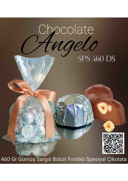 Angelo Chocolate 460 gr Gümüş Yaldız Sargılı Bütün Fındıklı Spesiyal Çikokata