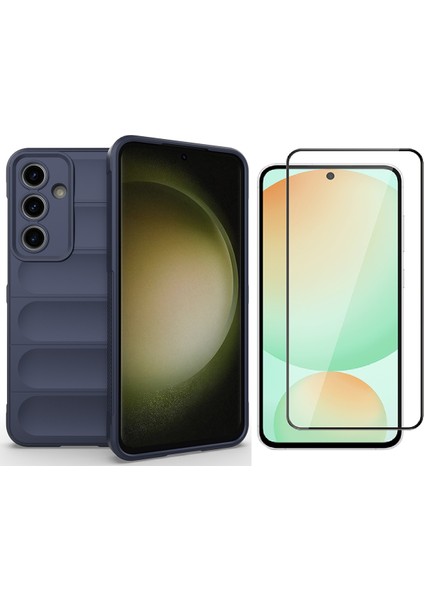 Samsung Galaxy S24 FE Kılıf Esnek TPU Oyuklu Arka Yüzey Tasarımlı Zore Etnik Silikon Kapak + Cam Ekran Koruyucu