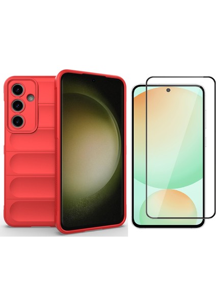 Samsung Galaxy S24 FE Kılıf Esnek TPU Oyuklu Arka Yüzey Tasarımlı Zore Etnik Silikon Kapak + Cam Ekran Koruyucu