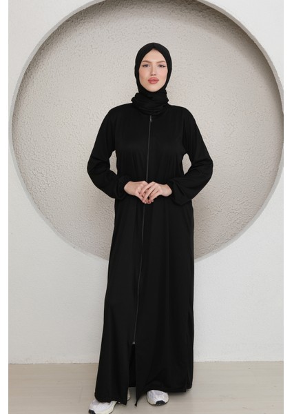 Tek Parça Başörtülü Düz Renk Kadın Namaz Elbisesi