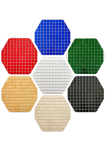 Hobi ve Sanatsal Çalışmalar Için 23X23MM. Boyutlarında Beyaz, Mavi, Kırmızı, A.turuncu, Yeşil, Siyah, Krem. 7 Farklı Renkten Oluşan 30X30CM. Fileli Kristal Mozaik Seti. fırsatları