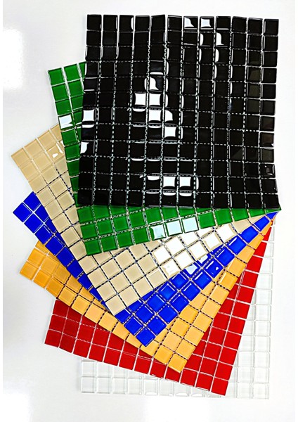 Hobi ve Sanatsal Çalışmalar Için 23X23MM. Boyutlarında Beyaz, Mavi, Kırmızı, A.turuncu, Yeşil, Siyah, Krem. 7 Farklı Renkten Oluşan 30X30CM. Fileli Kristal Mozaik Seti. indirimleri