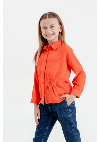 Kız Çocuk Beli Lastikli Gömlek 3081