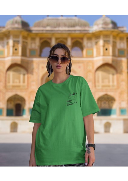 Seninle Kahve Içmeye Geliyorum Baskılı Oversize Tişört