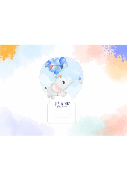 Hoşgeldin Bebek & Doğum Günü Uçan Mavi Balon ve Fil Mıknatıslı Balon Magnet
