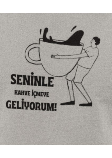 Seninle Kahve Içmeye Geliyorum Baskılı Oversize Tişört fiyatları
