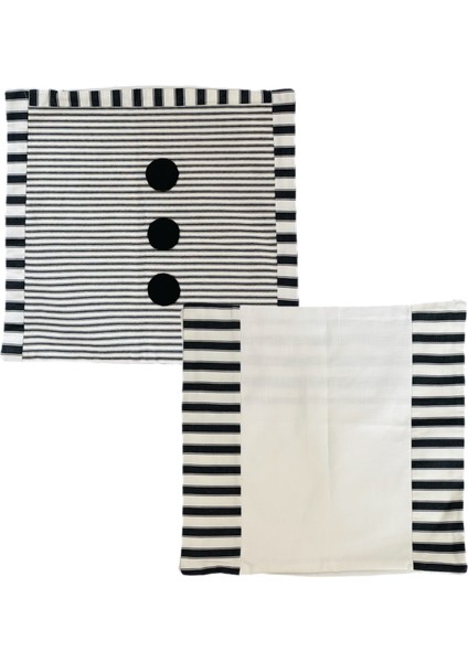 Ham Keten Düğme Aksesuarlı 45X45 Kırlent Kılıf