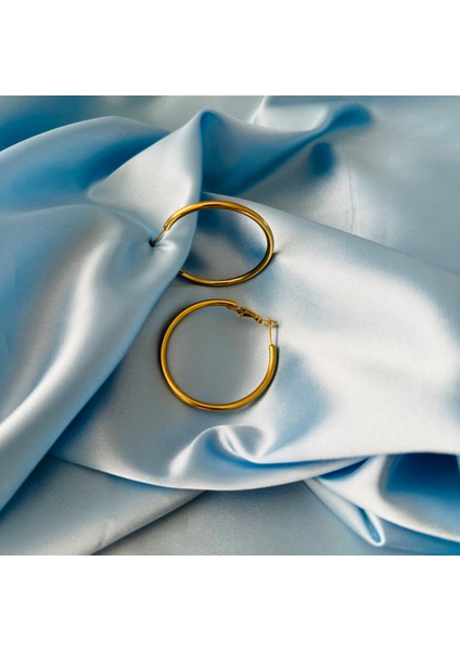 316L Çelik Klasik Halka Gold Küpe