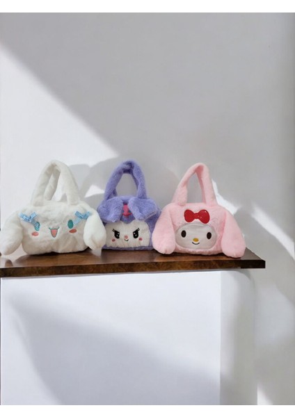 Sanrio Karakterleri Peluş El ve Omuz Çantası Ayarlanabilir Kuromi