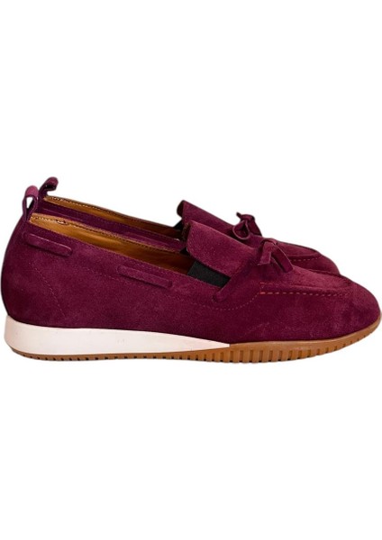 Mor Deri Süet Fiyonk Detay Comfort Taban Loafer