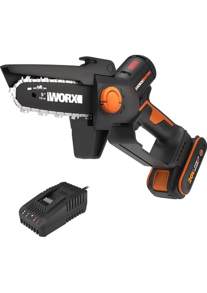 WG325E 20VOLT 2.0AH Li-Ion 12CM Profesyonel Şarjlı Kömürsüz Zincirli Testere