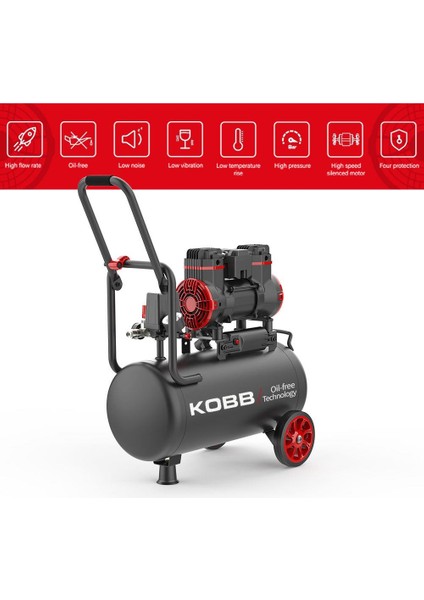 KBK25S 1.7hp 25LT 8bar Yağsız Sessiz Taşınabilir Hava Kompresörü