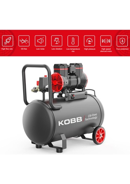 KBK50S 2.0hp 50LT 8bar Yağsız Sessiz Taşınabilir Hava Kompresörü