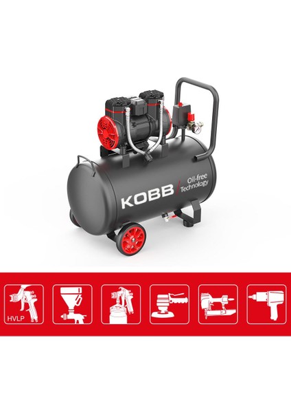 KBK50S 2.0hp 50LT 8bar Yağsız Sessiz Taşınabilir Hava Kompresörü