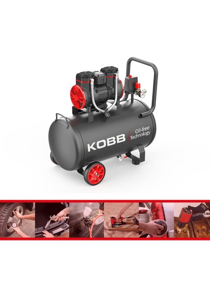 KBK50S 2.0hp 50LT 8bar Yağsız Sessiz Taşınabilir Hava Kompresörü