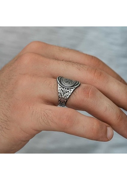 925 Ayar Gümüş Kelime-İ Tevhid Yazılı Erkek Yüzük
