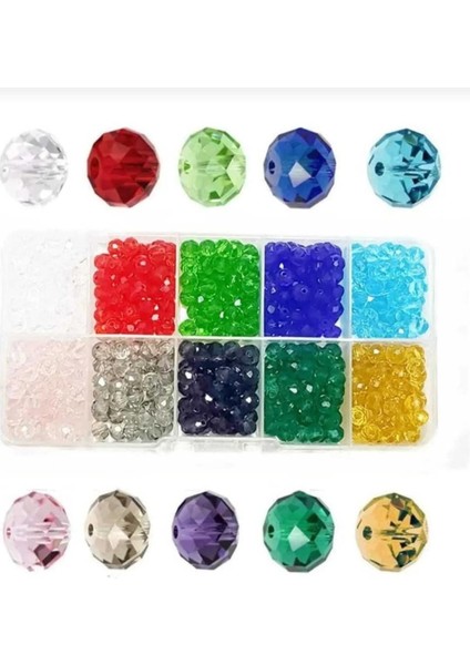 4 mm 10 Renk Kristal Boncuk Takı Yapım Malzemeleri