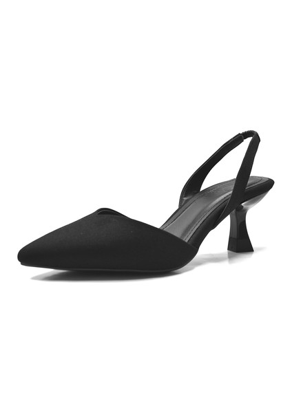 196.525 Siyah & Bej Bantlı Kadın Stiletto Ayakkabı