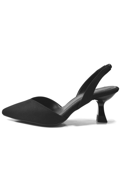 196.525 Siyah & Bej Bantlı Kadın Stiletto Ayakkabı