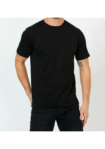 Rahat kalıp unisex Beyaz-Lacivert-Siyah-Haki-Gri - Slim Fit Bisiklet Yaka 5'li Tişört Paketi indirimleri