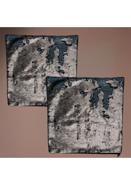 Mürdüm Renk Payetli Kadife 43X43 Kırlent Kılıfı