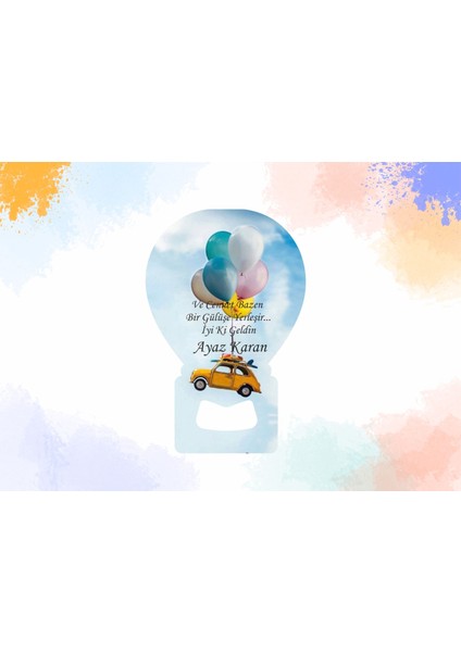 Hoşgeldin Bebek & Doğum Günü Uçan Araba Mıknatıslı Balon Magnet