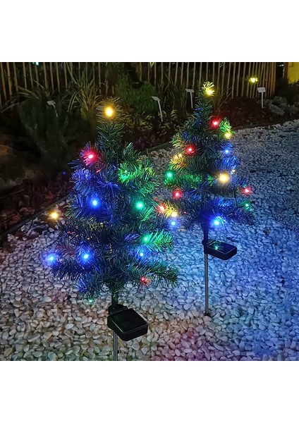 2 Adet Solar Güneş Enerjili Rgb Işığı Dekoratif Çam Ağacı Bahçe Peyzaj Aydınlatma Süsü LED Işık modelleri