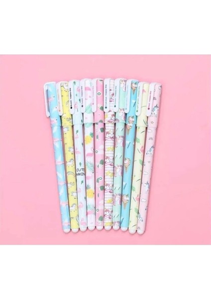 10'lu Unicorn Flamingo Renkli Jel Kalem Seti modelleri
