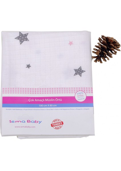 Çok Amaçlı Müslin Örtü 100X80 cm - Pembe Yıldız 8682476853124 fiyatları