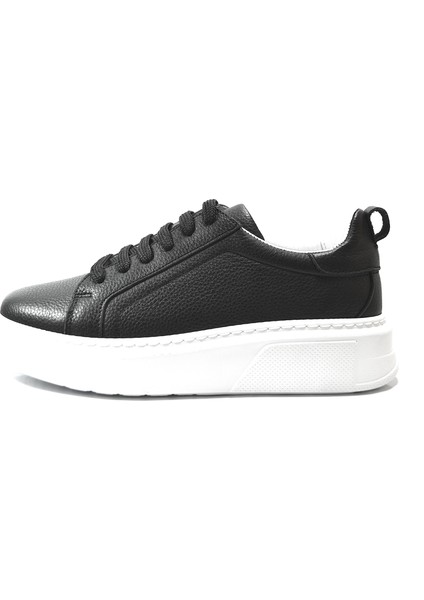 202.M01 Deri Siyah Kalın Taban Casual Erkek Ayakkabı