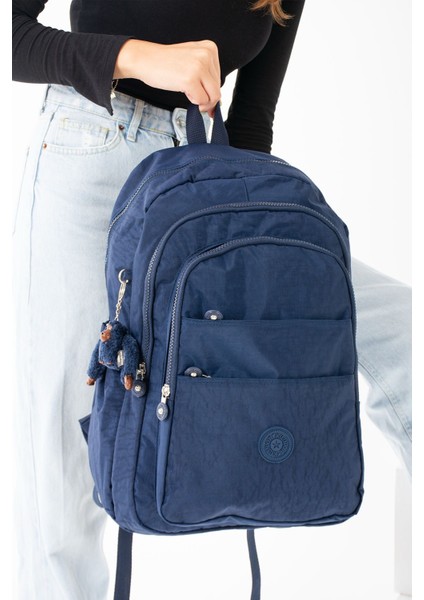 Krinkıl Suya Dayanıklı Büyük Boy Turkuaz Mavi Klinkır Sırt Çantası Seyahat Okul Çanta 15,6 Lise