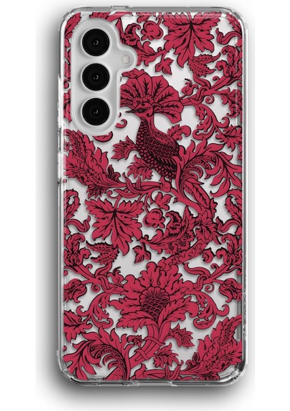 Samsung Galaxy A25 Uyumlu Baskılı Şeffaf Kılıf Kapak "kırmızı Pattern Feniks Phoneix"