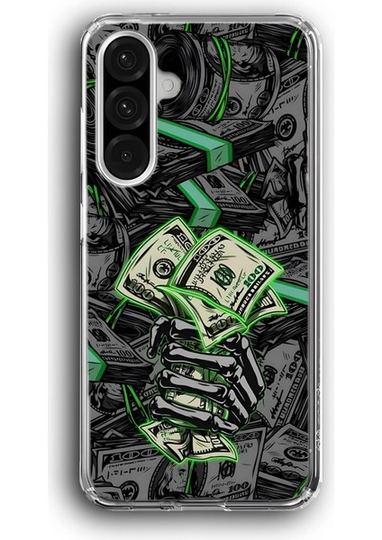 Samsung Galaxy A56 Uyumlu Baskılı Şeffaf Kılıf Kapak "iskelet Dolar"