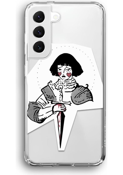 Samsung Galaxy S22 Plus Uyumlu Baskılı Şeffaf Kılıf Kapak "hançer Kalbe"