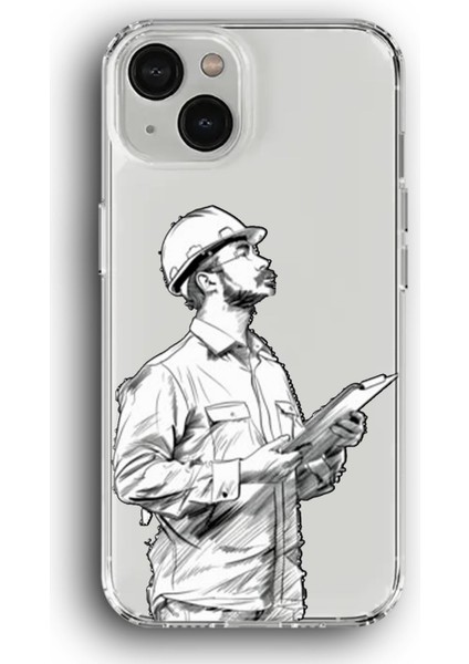 Apple iPhone 15 Plus Uyumlu Baskılı Şeffaf Kılıf Kapak "mühendis Civil Engineer"