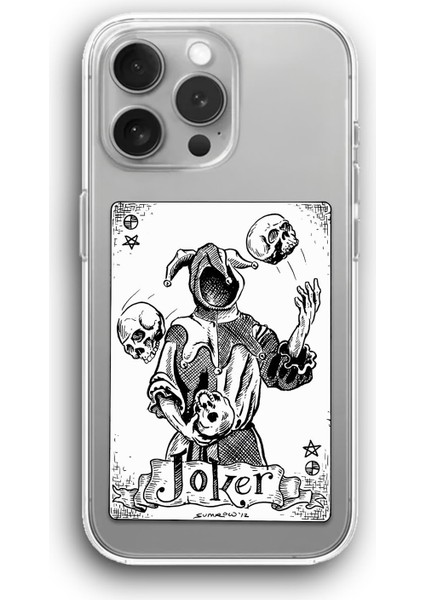 Apple iPhone 15 Pro Uyumlu Baskılı Şeffaf Kılıf Kapak "iskelet Joker"