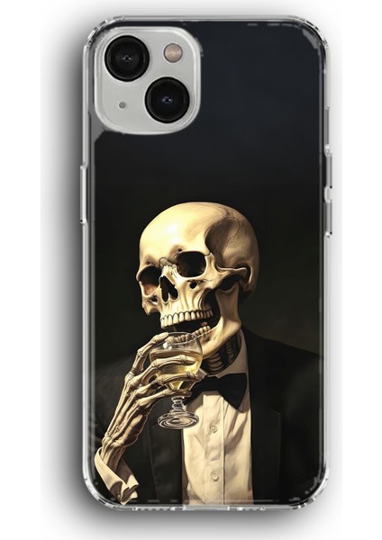 Apple iPhone 15 Plus Uyumlu Baskılı Şeffaf Kılıf Kapak "mr. Iskelet Bey"