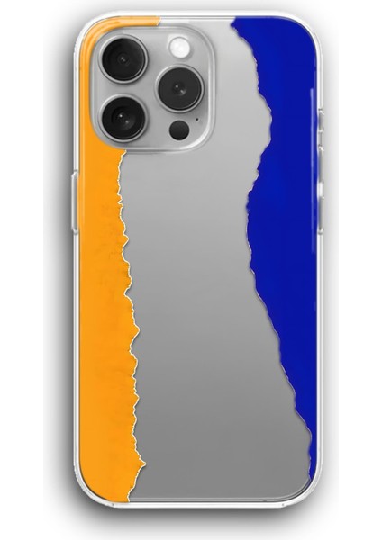 Apple iPhone 16 Pro Max Uyumlu Baskılı Şeffaf Kılıf Kapak "sarı Mavi Kesit"