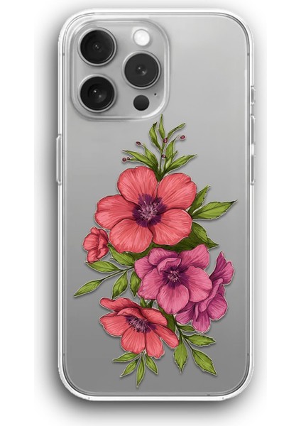 Apple iPhone 16 Pro Max Uyumlu Baskılı Şeffaf Kılıf Kapak "güz Çiçekleri"