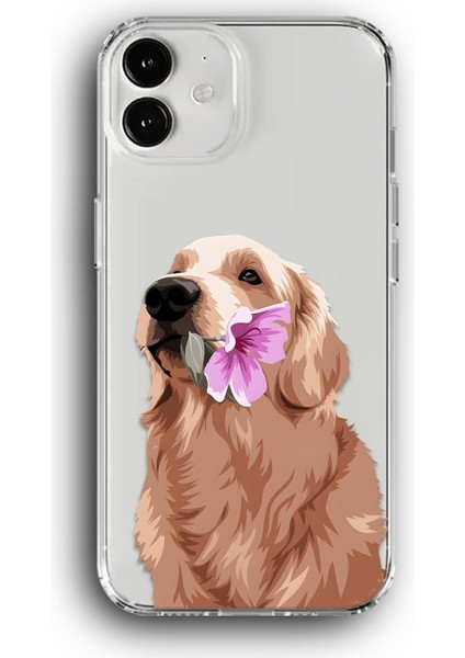 Apple iPhone 11 Uyumlu Baskılı Şeffaf Kılıf Kapak "golden Retriever Çiçek"