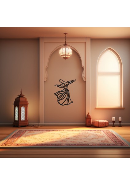Dekoratif Tek Parça Semazen Figürlü 3mm Mdf Duvar Tablosu