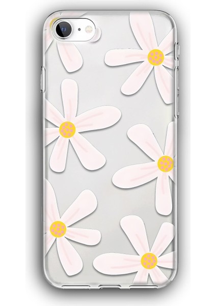 Apple iPhone Se (2020,2022) Uyumlu Baskılı Şeffaf Kılıf Kapak "papatyalar Daisy"