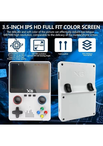 X6 Oyun Konsolu Retro Video Oyunu Konsolu 3.5'' IPS Ekran Şarjlı Elde Taşınabilir Atari Çocuk