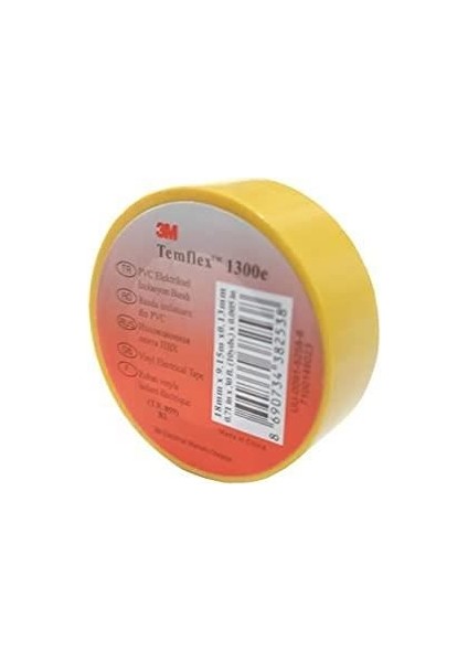 Temflex Sarı İzole Elektrik Bant 18 mm