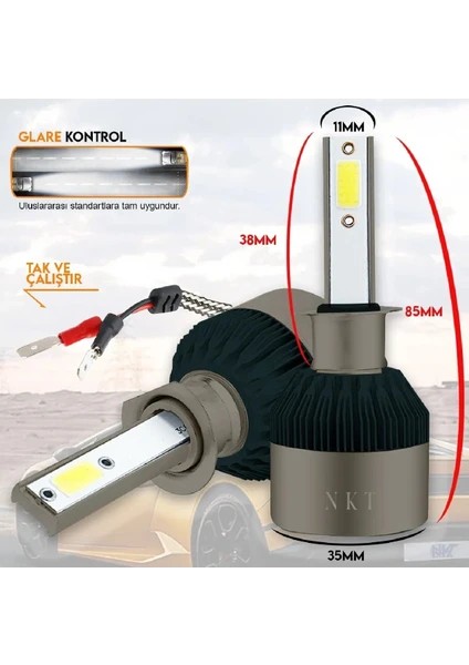 H11 Buz Mavi Renk LED Xenon Far Ledi LED Zenon Far Ampulü