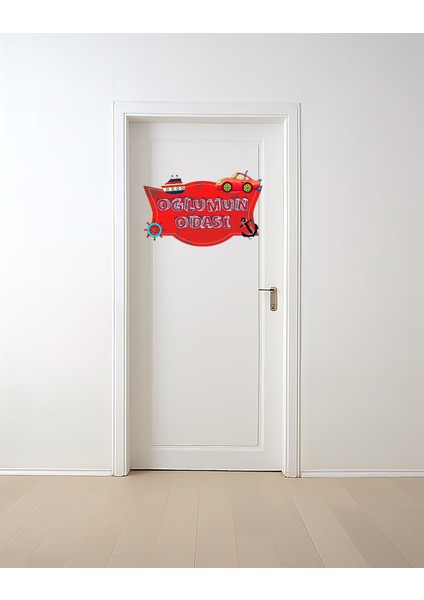Dekoratif Tek Parça Figürlü 3mm Mdf Oğlumun Oda Kapısı