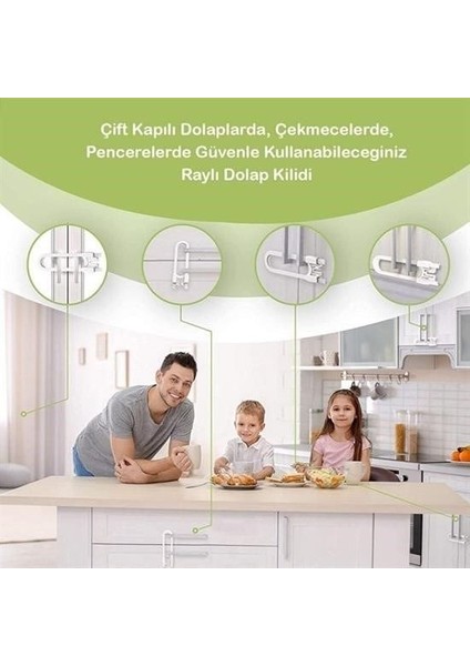 Bebek Çocuk Çekmece ve Dolap Koruma Raylı Güvenlik Sistemi Emniyet Kilidi fırsatları