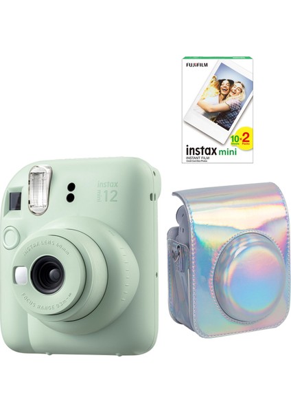 Instax Mini 12 20 Filmli ve Parlak Kılıflı Yeşil Fotoğraf Makinesi