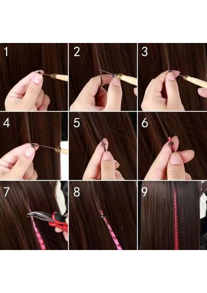 Fiber Sentetik Boncuk Kaynaklık Renkli Saç / Şeker Pembe / 100 Adet