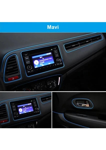 Mavi Trim Fitil Araç Içi Torpido Fitil Yeni Nesil Nikelaj Ip Şerit 5m fırsatları